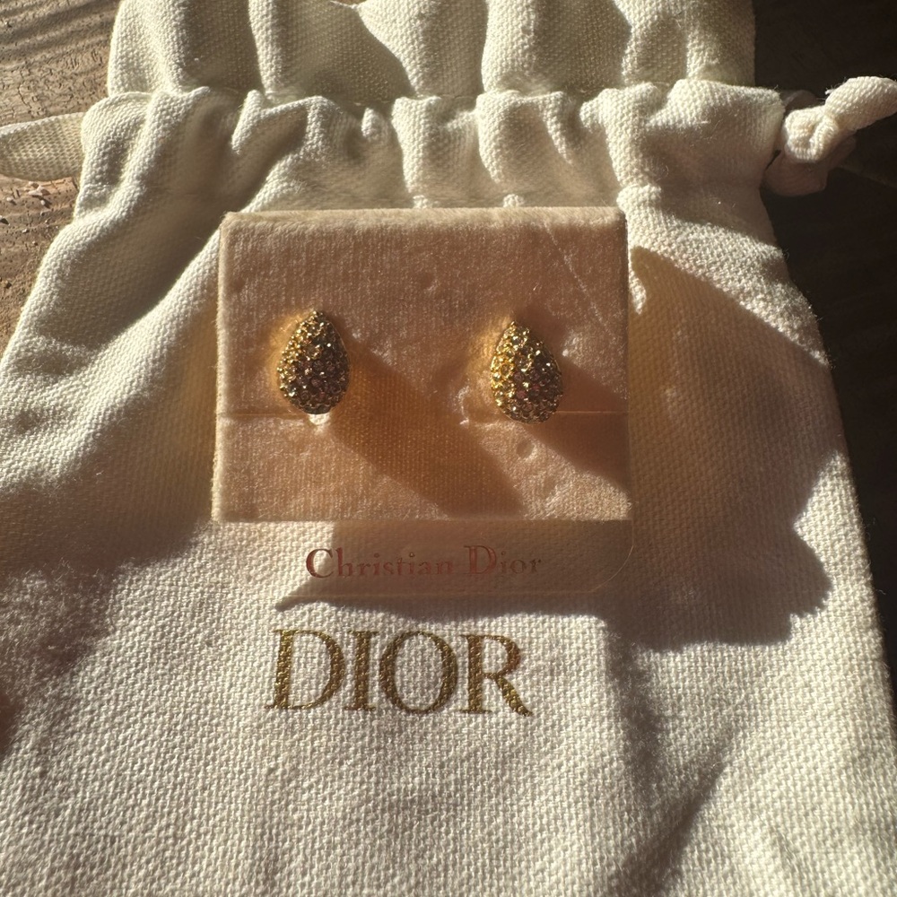 Dior Crystal and Gold Earrings - Picture 2 of 5